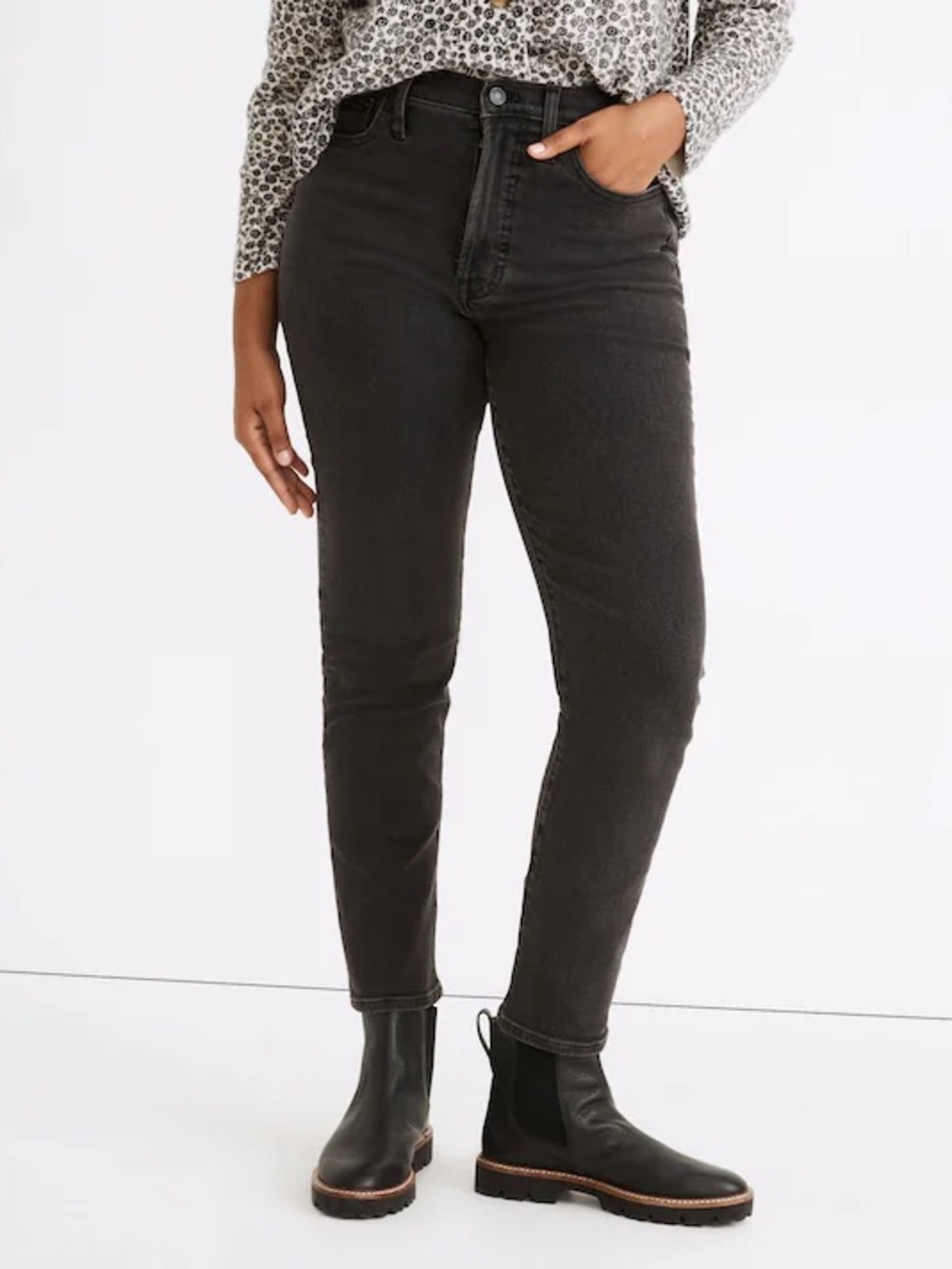 Madewell The Tall Perfect Vintage Jean in Starkey Wash Super Stretch Black Grey